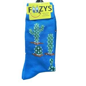 NWT Foozys Cactus Cacti Crew Mens Blue Socks Men's One Size